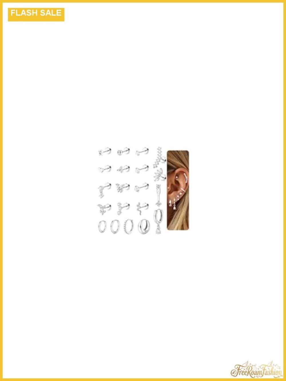 20PCS Hypoallergenic 20G Cartilage Earrings Set Flat Back Surgical Steel